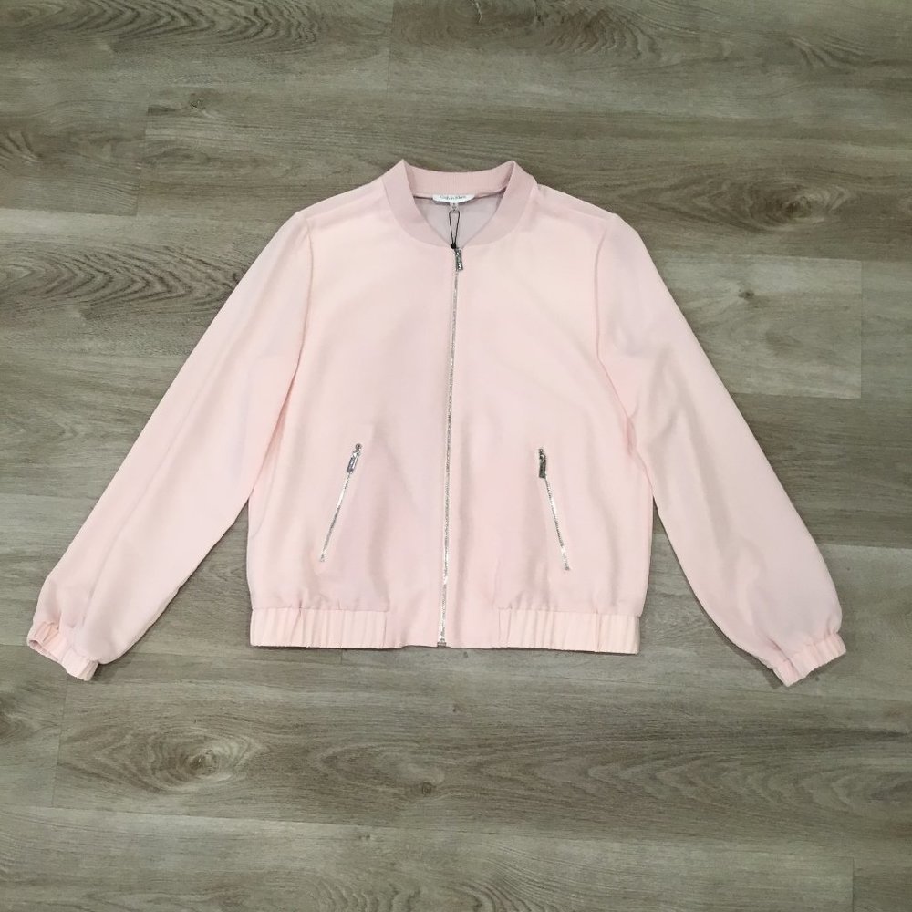NWT - Calvin Klein Light Opaque Pink Lightweight Bomber Jacket